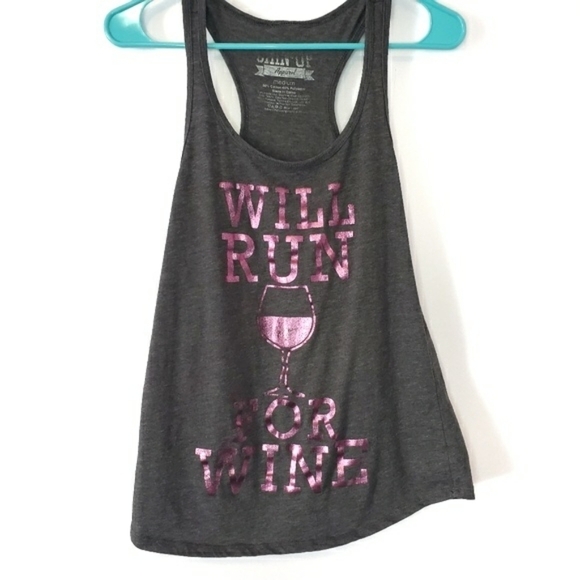 Chin Up Apparel Tops - Chin Up Apparel Wine Racerback Tank Med